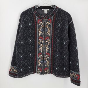 Mac Duff Sweater Womens Large Lined Zip Up Shetland Wool Cardigan